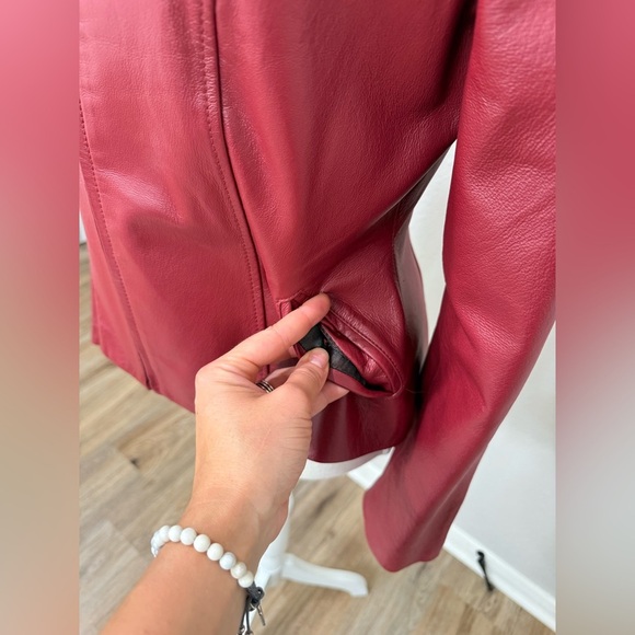 Edge Italian Fashion Vintage Pink Leather Zip Jacket Sz M - Picture 5 of 14